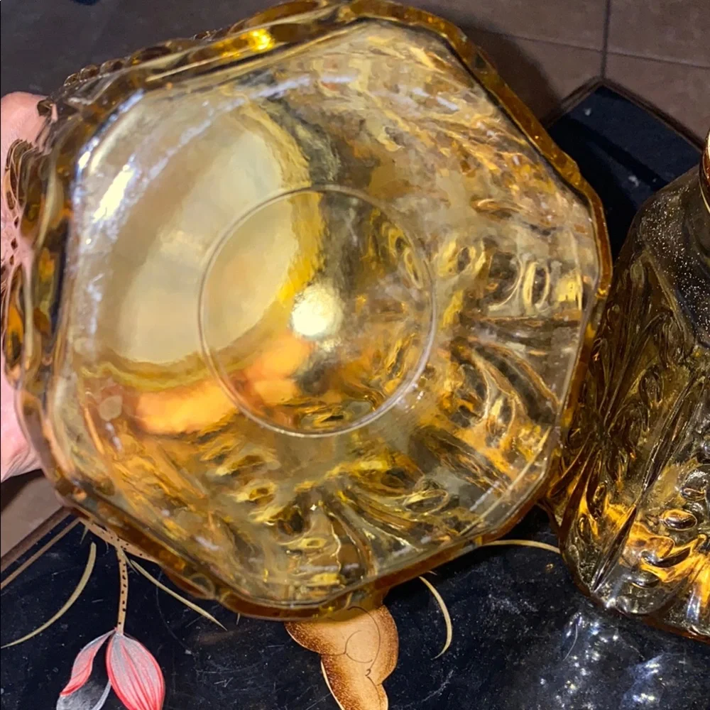 Vintage Amber Glass Canister Set 9”